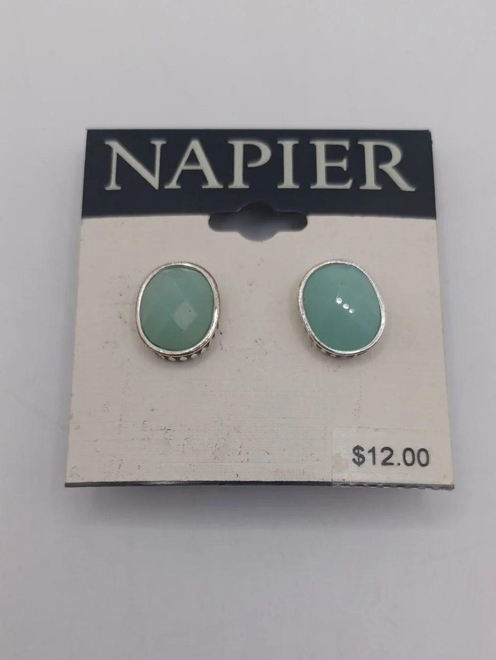 Napier Mint Green Faceted Oval Stud Earrings
